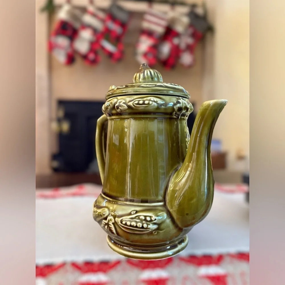 Vintage Green Ceramic Teapot